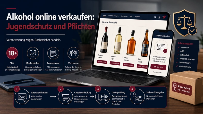 Alkohol online verkaufen - Jugendschutz und Pflichten