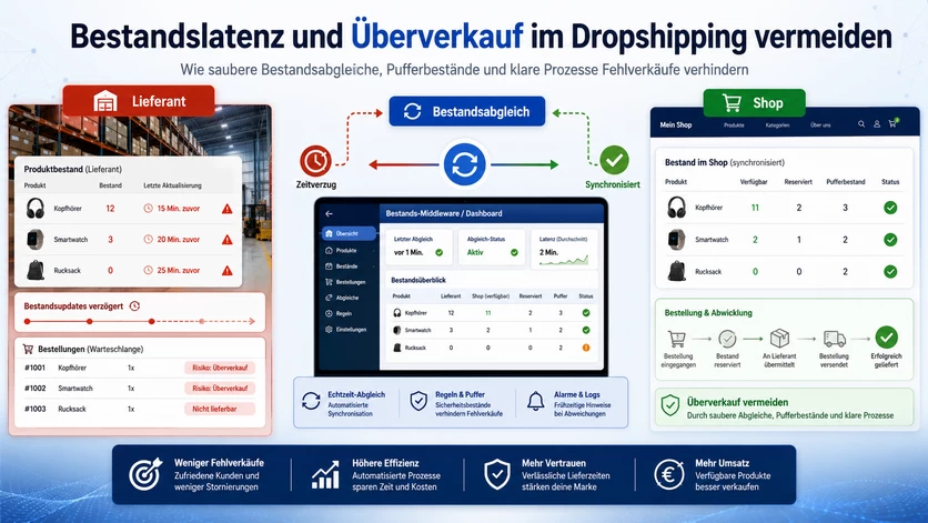 Bestandslatenz und Überverkauf im Dropshipping vermeiden