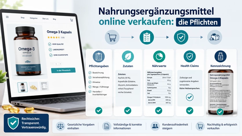 Nahrungsergänzungsmittel online - verkaufen die Pflichten
